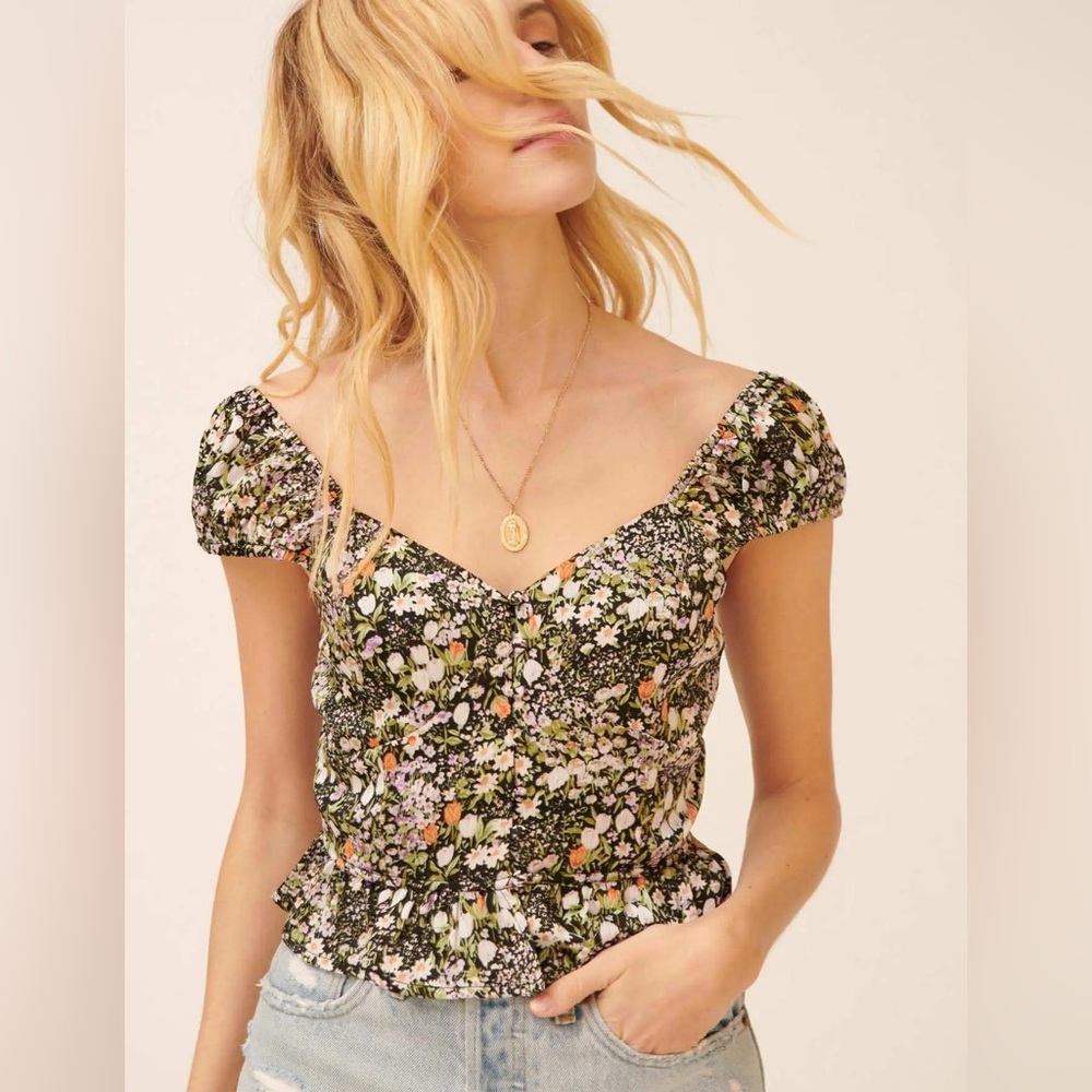 Remington Floral Blouse - Black, White, Green, Orange, Purple